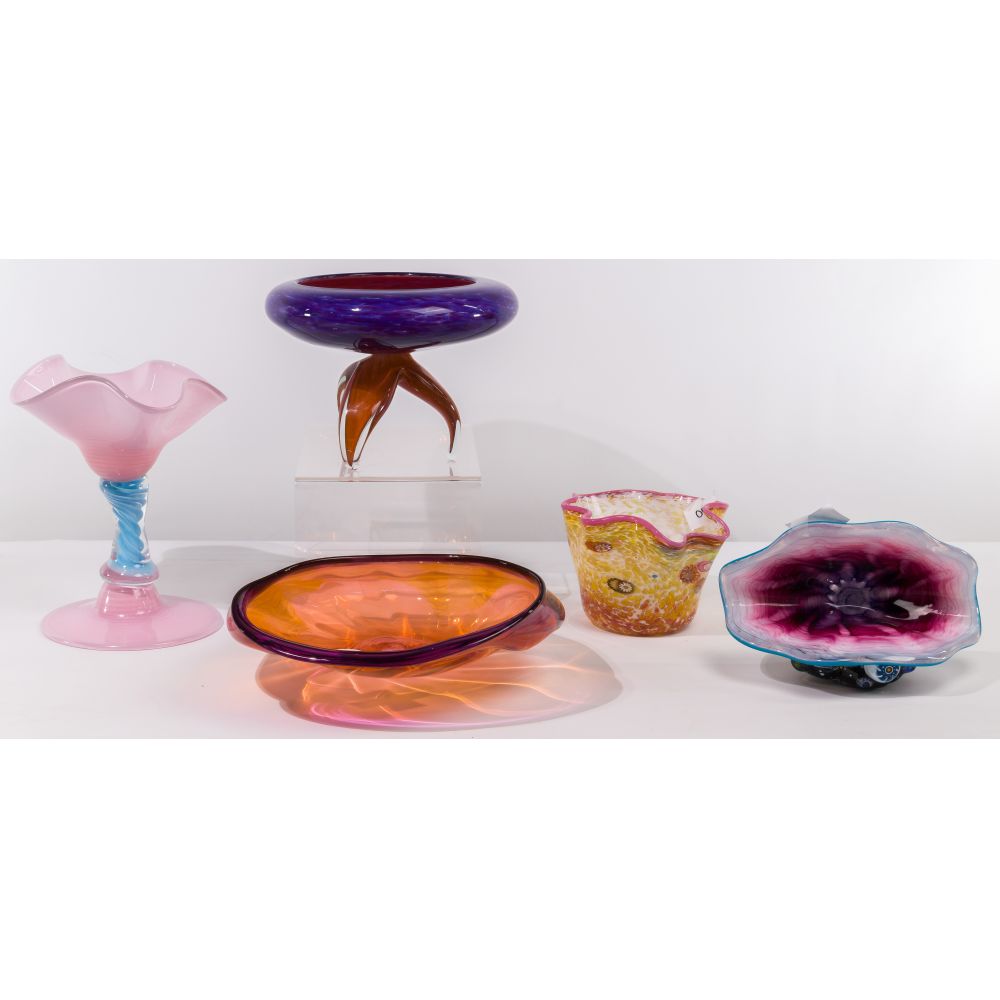 Appraisal: MURANO ART GLASS ASSORTMENT mouth-blown items all etch signed on