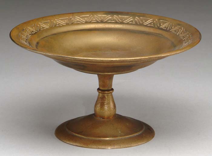 Appraisal: TIFFANY STUDIOS COMPOTE Nice bronze Tiffany compote has impressed design