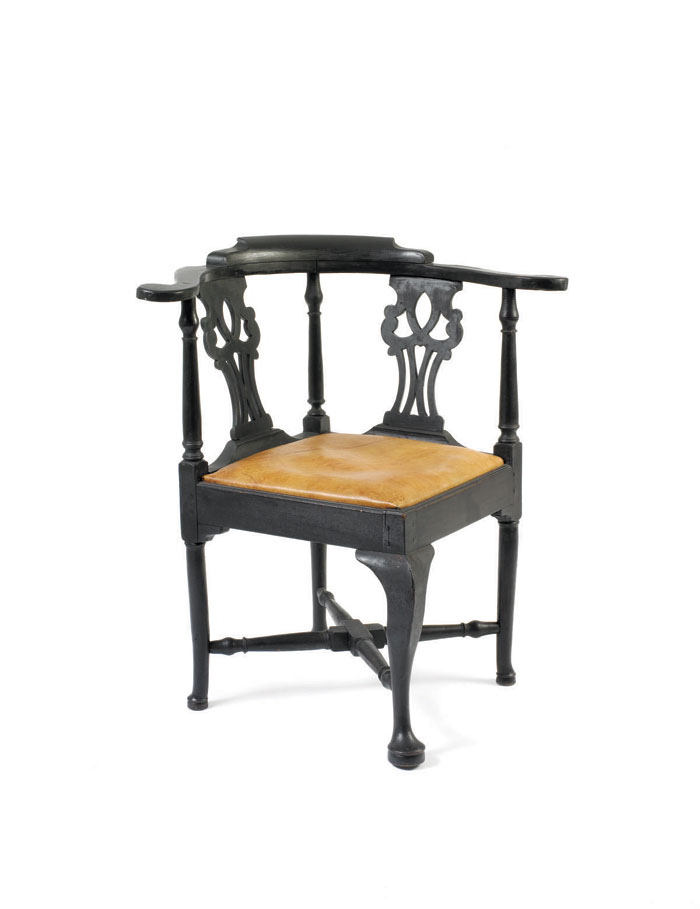 Appraisal: MASSACHUSETTS OR CONNECTICUT QUEEN ANNE MAPLE CORNER CHAIR PAINTED BLACK