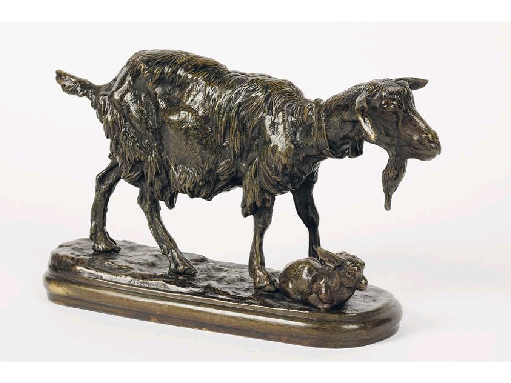 Appraisal: EMMANUELLE FREMIET GOAT AND KID A cast bronze of a