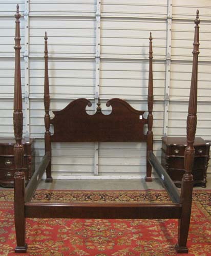 Appraisal: CHIPPENDALE STYLE FOUR-POST BED WITH RAILS recent a queen size