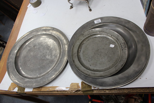 Appraisal: A QUANTITY OF FOUR TH CENTURY AND LATER PEWTER CHARGERS