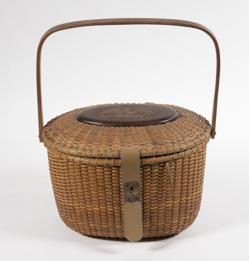 Appraisal: SHERWIN BOYER - NANTUCKET BASKET PURSE Vintage Nantucket Woven Basket