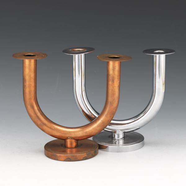 Appraisal: WALTER VON NESSEN FOR CHASE BRASS TAUREX CANDLESTICKS x x