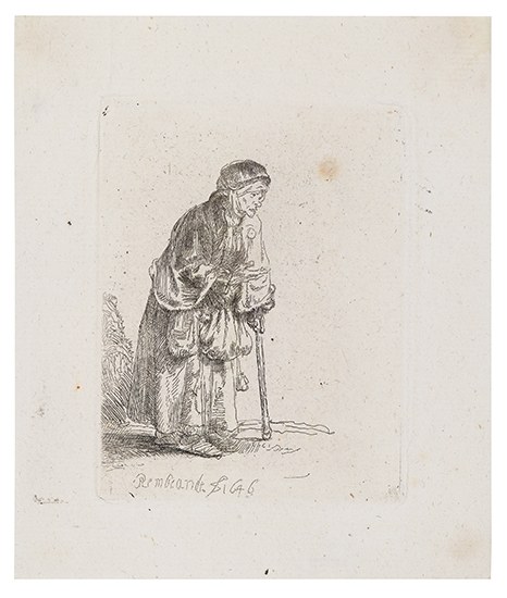 Appraisal: REMBRANDT VAN RIJN Beggar Woman Leaning on a Stick Etching