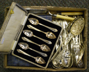 Appraisal: A part set of ep fiddle thread and shell flatware