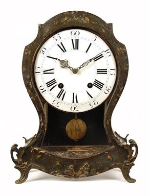 Appraisal: An th century French painted cartouche shape mantel clock with