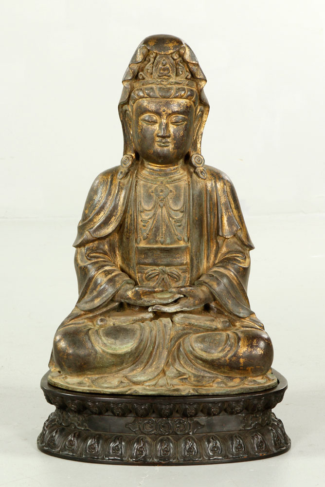 Appraisal: - Bronzed Guanyin Figure Figure Guanyin China th century bronzed