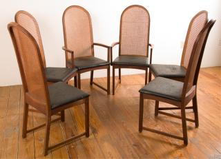 Appraisal: Milo Baughman Cane Back Dining Chairs Six Includes four side