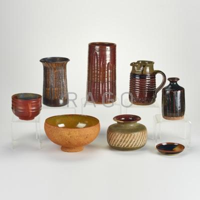 Appraisal: TEURO HARA DON LEWIS TREW BENNETT Eight studio pottery pieces