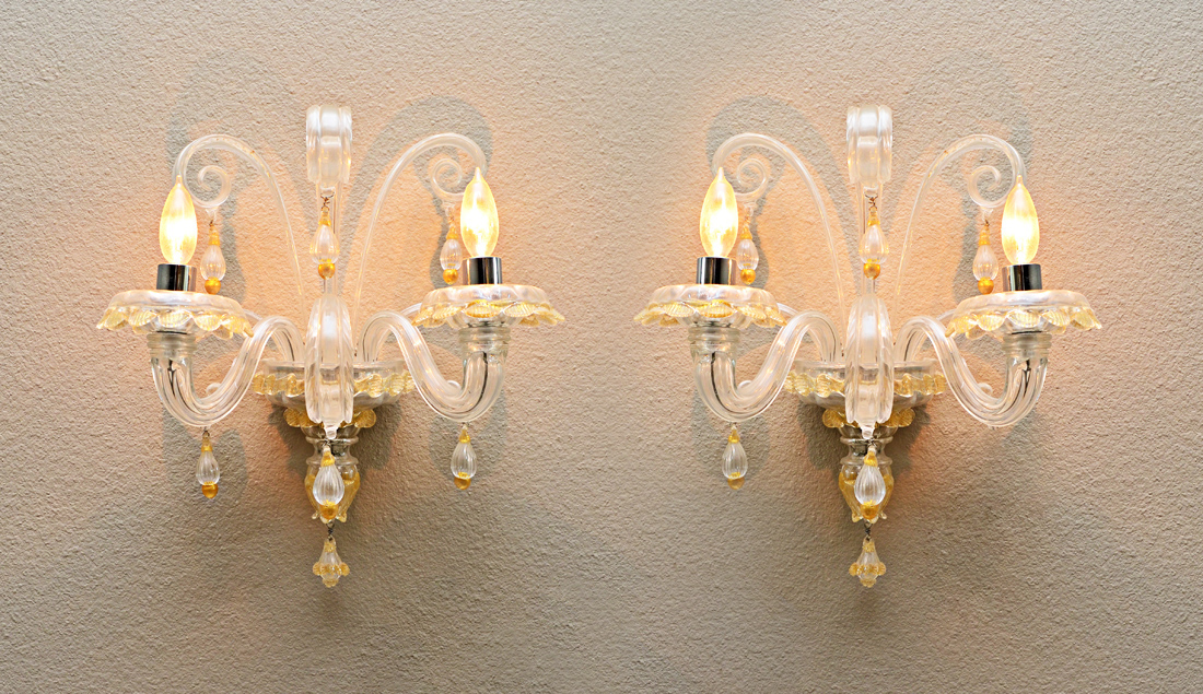 Appraisal: PAIR BAROVIER TOSO ''RABAT'' MURANO SCONCES Pair of light electric