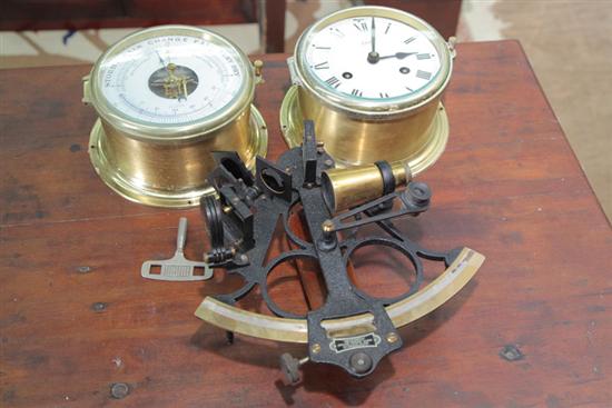 Appraisal: THREE INSTRUMENTS Iron and brass sextant marked ''Hezzanith'' ''h Brass