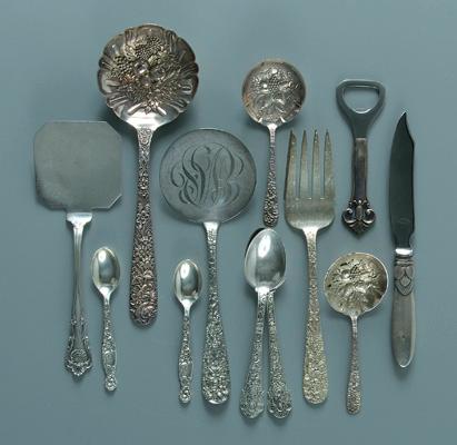 Appraisal: Twelve pieces assorted sterling flatware four pieces Kirk Repouss eacute