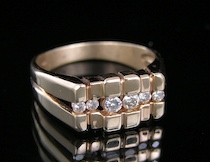 Appraisal: A Yellow Gold And Diamond Mans' Ring A yellow gold