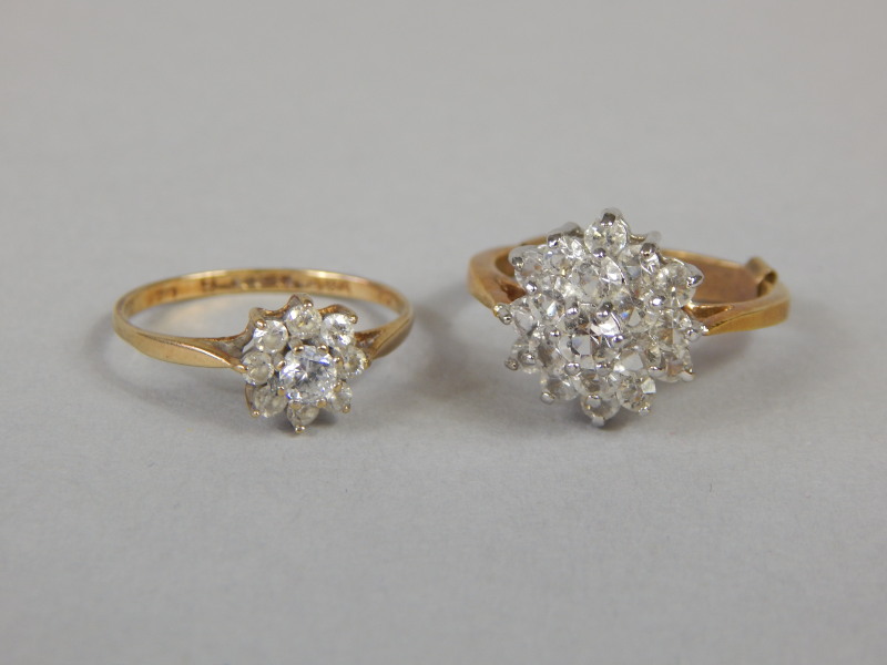 Appraisal: Two ct gold dress rings each stone set in clusters