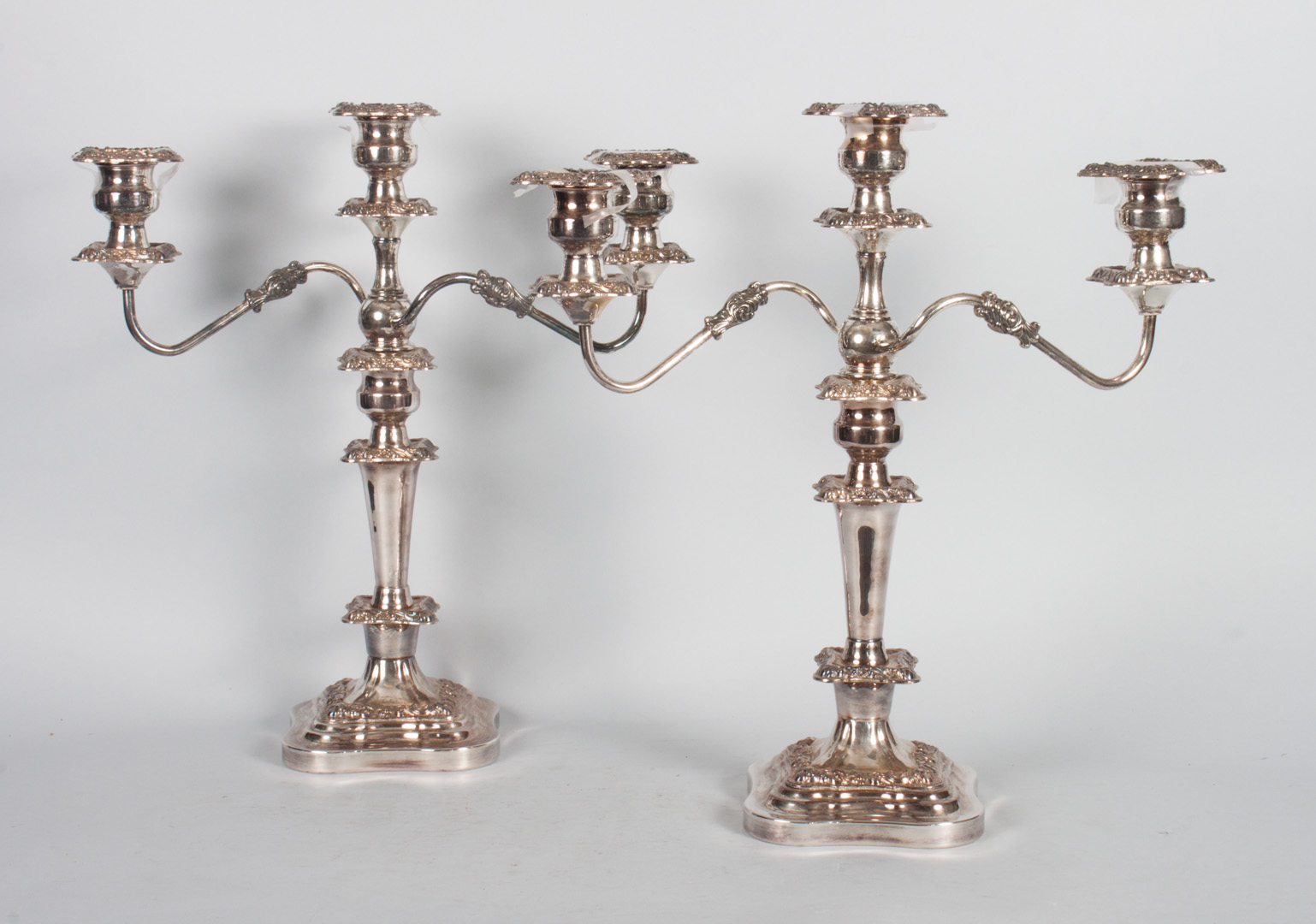 Appraisal: Pair of Sheffield silver-plated candelabra