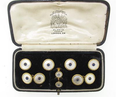 Appraisal: A cased set of cufflinks dress studs All designed with