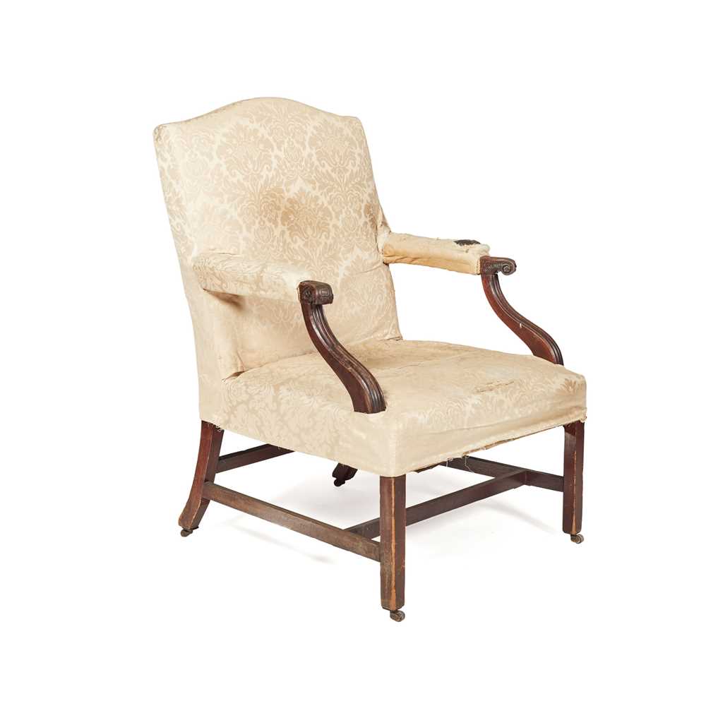 Appraisal: EARLY GEORGE III MAHOGANY LIBRARY ARMCHAIR MID TH CENTURY the