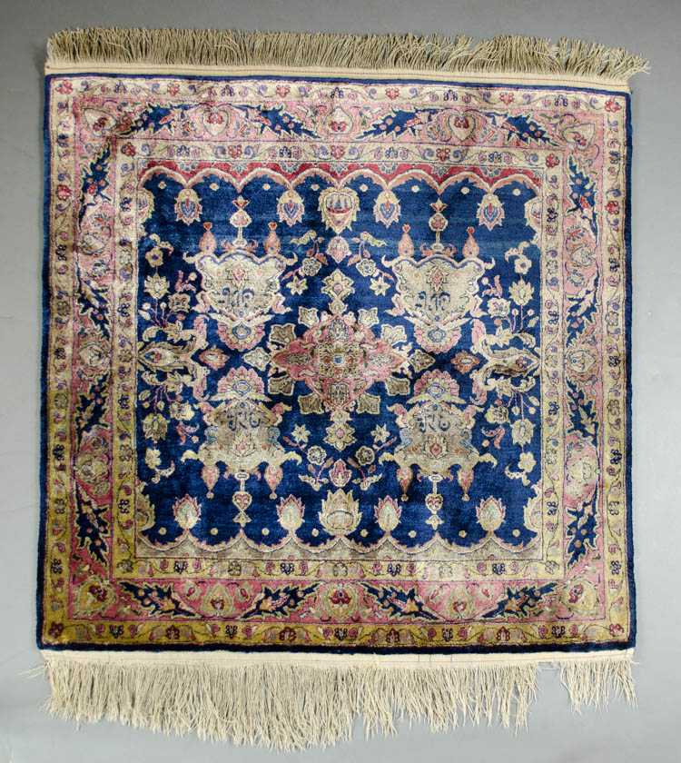 Appraisal: ANTIQUE PERSIAN SILK KASHAN WALL RUG Isfahan province northwest Iran