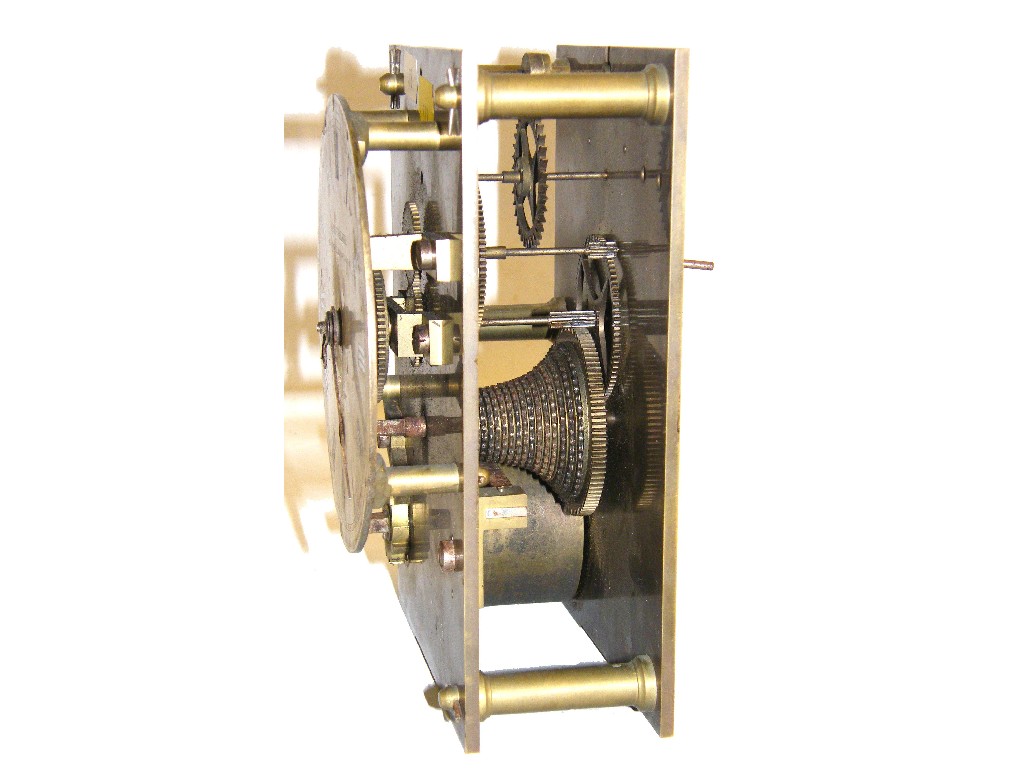 Appraisal: Good small English single fusee mantel clock movement the silvered