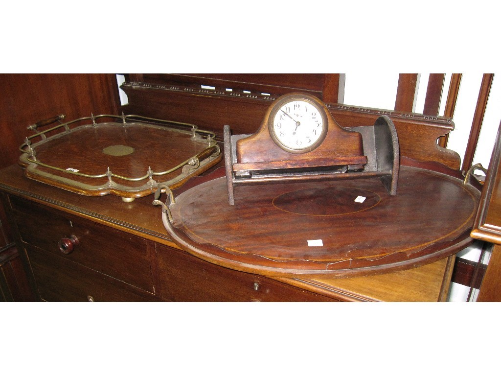 Appraisal: Lot comprising oak and EP tray and an Edwardian mahogany