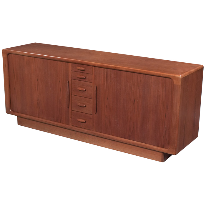 Appraisal: Dyrlund sideboard Denmark teak five drawers at center flanked by