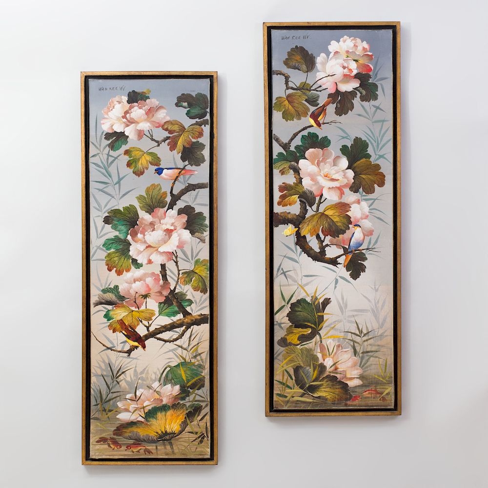 Appraisal: Wah Kee Wu th Century Magnolia Branches Over a Lily