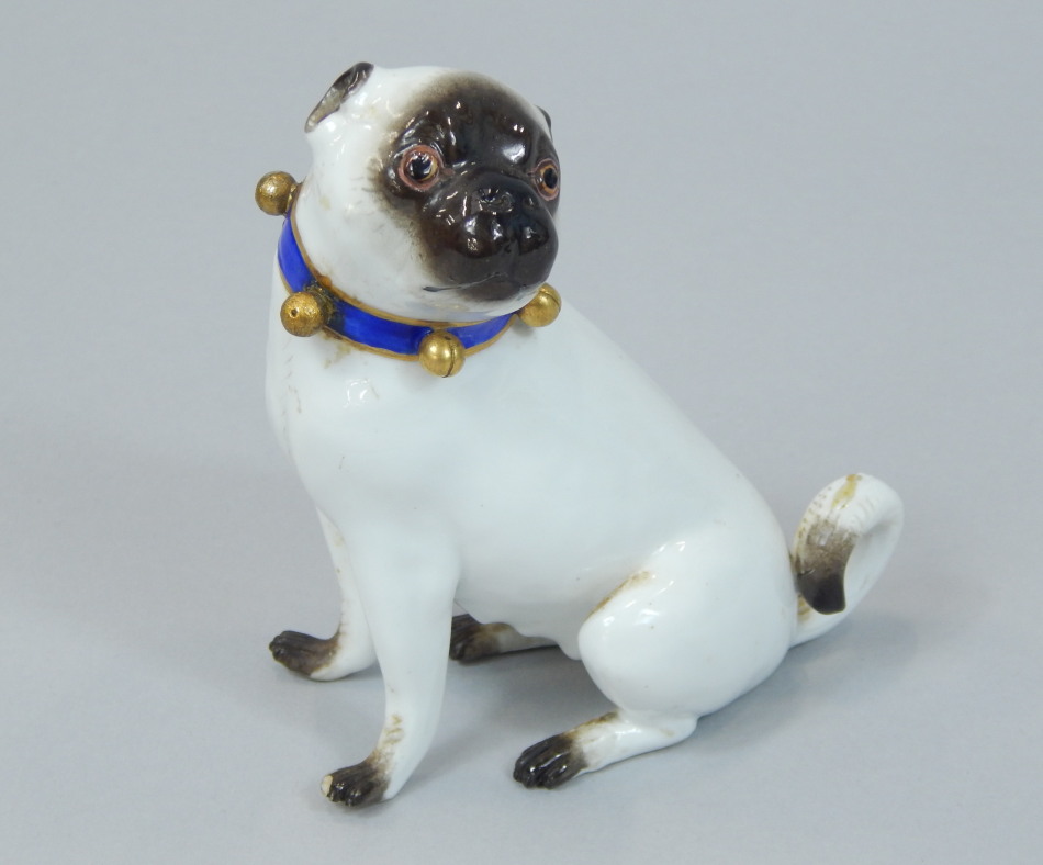 Appraisal: A thC Meissen porcelain model of a pug wearing a