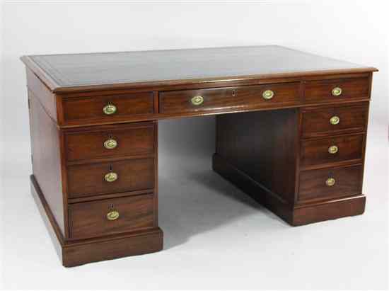 Appraisal: An early th century mahogany partner's desk with an arrangement