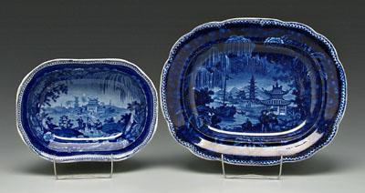 Appraisal: Blue transfer bowl and platter platter marked quot Palestine R