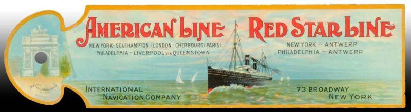 Appraisal: Tin Litho Red Star Line Ship Book Ledger Marker Description