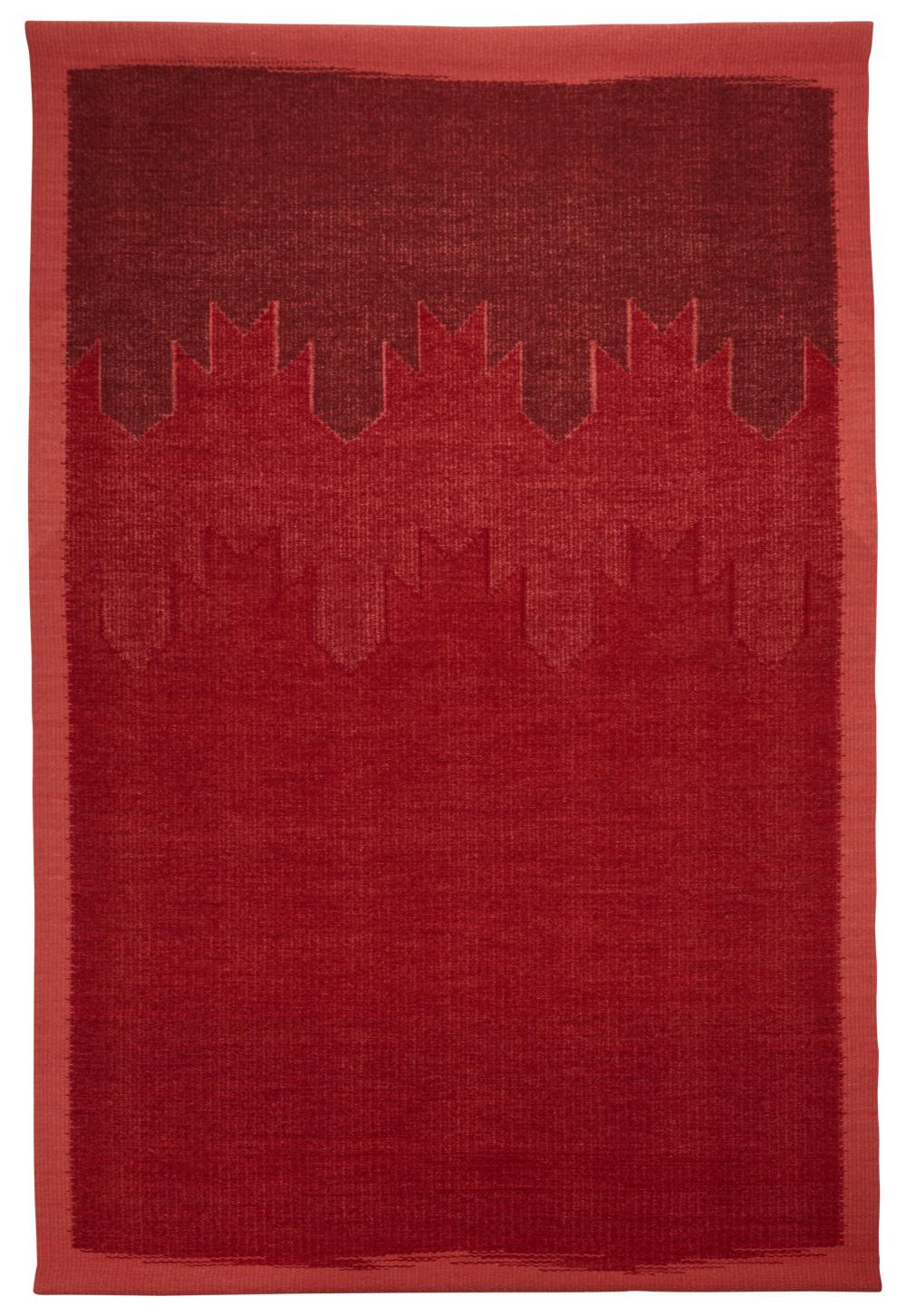 Appraisal: Jeremy Koehler - American Red Peaks Wool tapestry With printed