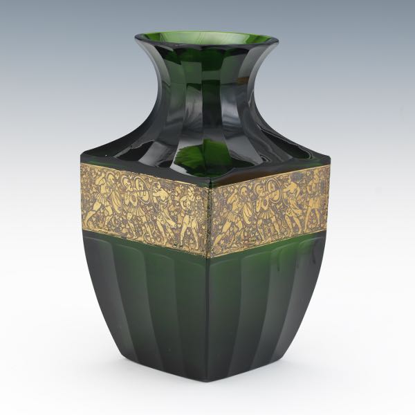 Appraisal: GREEN MOSER GLASS VASE x x Emerald green glass vase