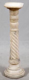 Appraisal: CARVED WHITE MARBLE PEDESTAL CARVED WHITE MARBLE PEDESTAL H A