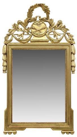 Appraisal: French Louis XVI style giltwood mirror carved crest depicting love