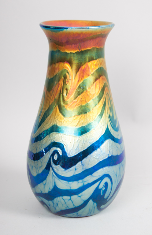 Appraisal: Lundberg Studio rainbow opalescent glass vase inscribed Lundberg Studios in