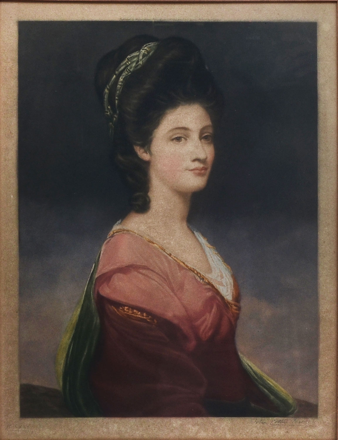 Appraisal: LIMITED EDITION ILLEGIBLY SIGNED PORTRAIT OF ROYAL WOMAN MEZZOTINT Sight