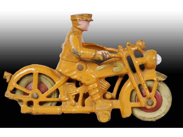 Appraisal: Cast Iron Hubley Motorcycle Toy Description Cast-on policeman driver White