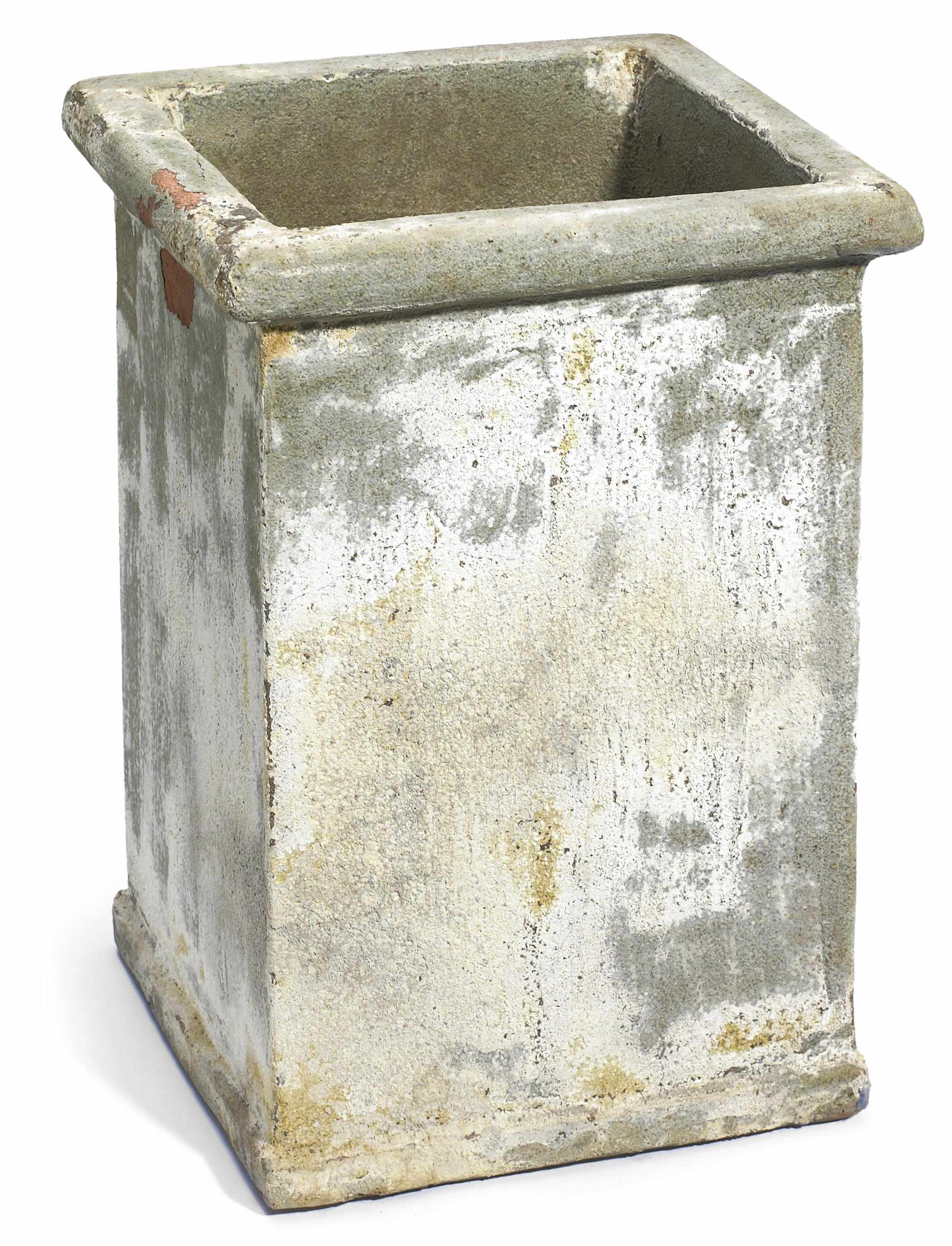 Appraisal: A paint decorated cast stone planter of square form height