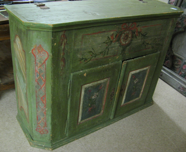 Appraisal: PAINT DECORATED PINE SIDE CABINET eastern European th century elements