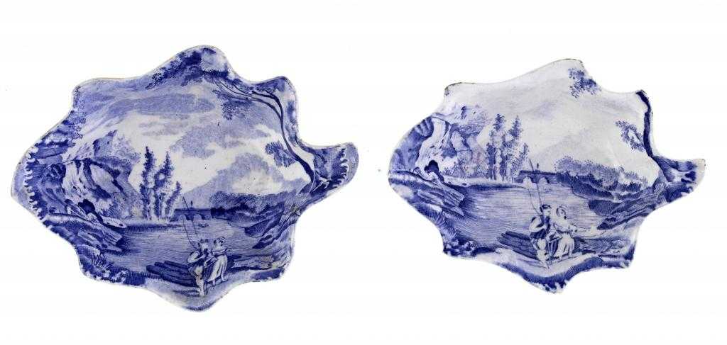 Appraisal: TWO GRADUATED BRAMELD BLUE PRINTED EARTHENWARE CASTLE OF ROCHEFORT PATTERN