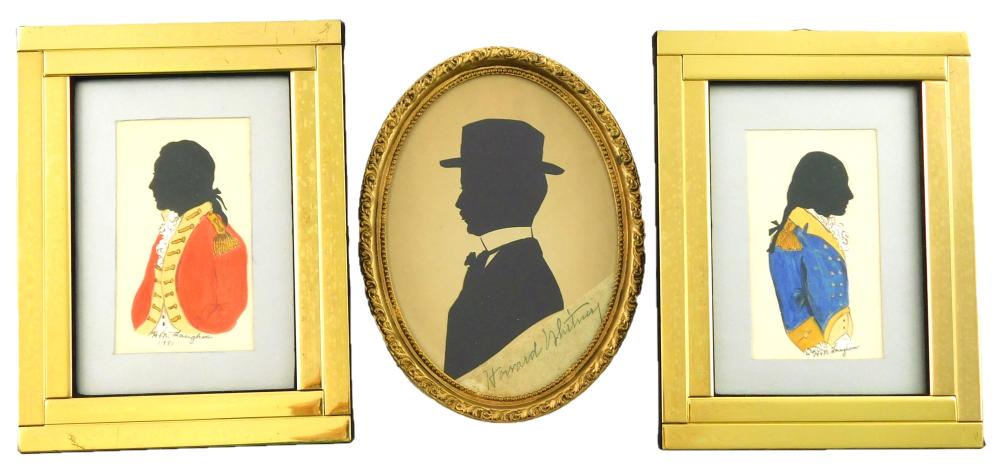 Appraisal: Three framed silhouettes of gentlemen including two more modern pieces