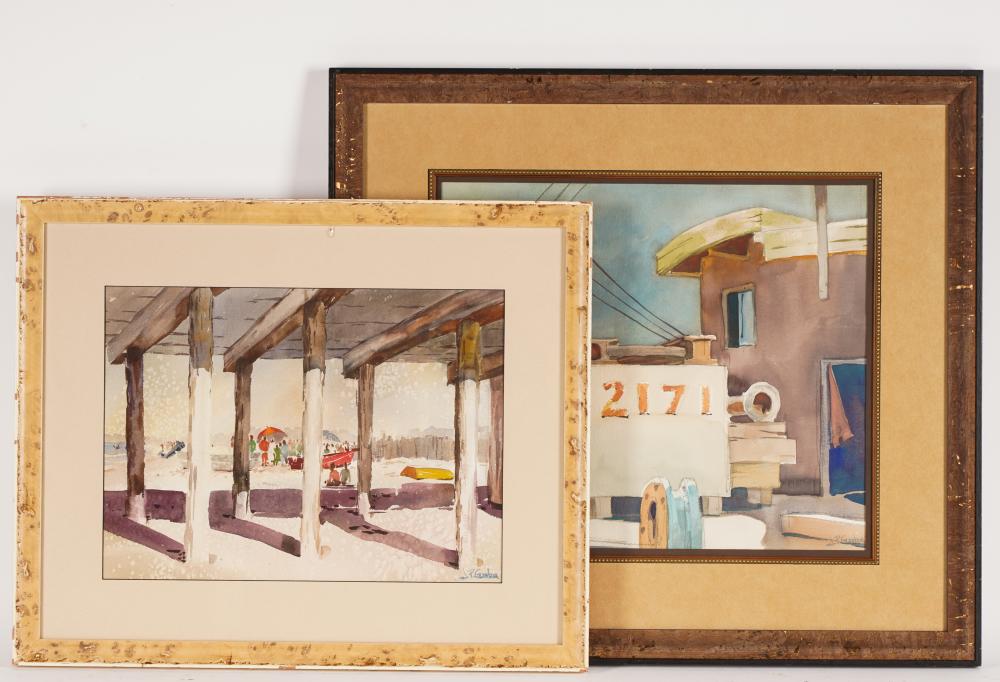 Appraisal: JEROME PRIEBE GASTON - TWO WORKSeach watercolor on paper each