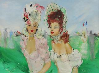 Appraisal: Jean Gabriel Domergue French - At the Races oil on