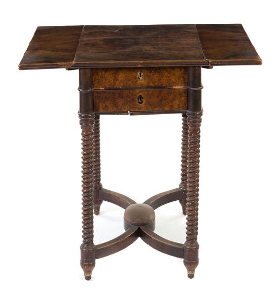 Appraisal: Sale Lot A Continental Sewing Table raised on twist carved