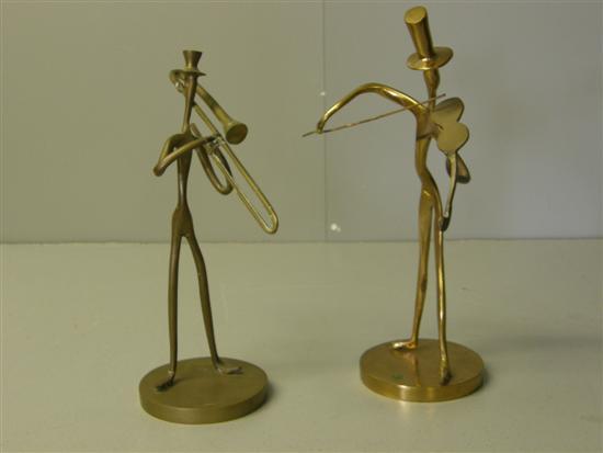 Appraisal: Pair of Brass modernist figures one playing a trumpet the