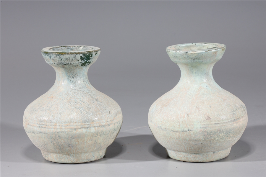 Appraisal: Two small Chinese early style ceramic crackle glazed vases overall