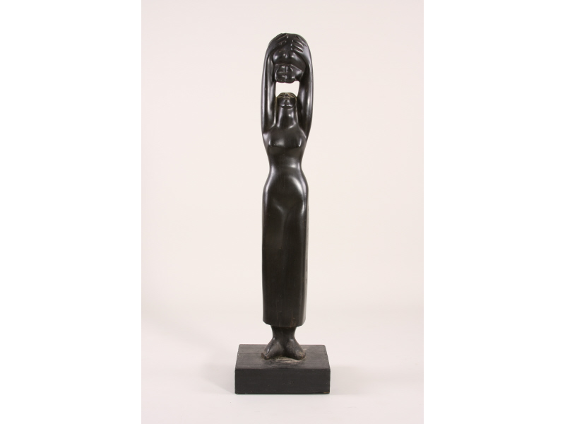 Appraisal: Carved Ebony Statue of Mother and Child th c excellent