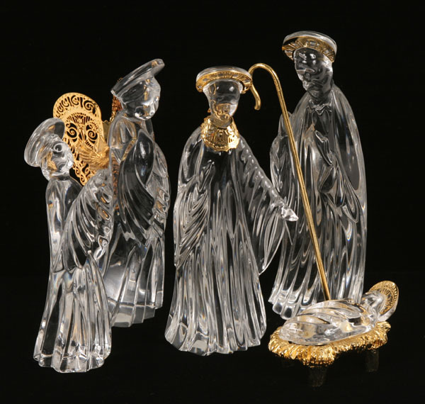 Appraisal: Gorham five piece crystal Nativity set gilt metal trim Marked