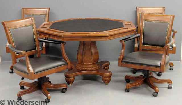 Appraisal: Contemporary mahogany and pressboard octagonal card table h x w